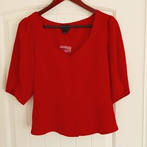 Red Fit + Flare Blouse